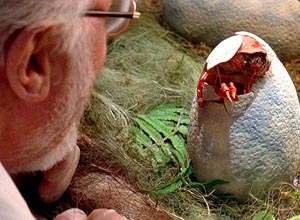 In the egg-hatching scene, a new-born baby triceratops was originally supposed to come out of the egg, but it was changed to a velociraptor.