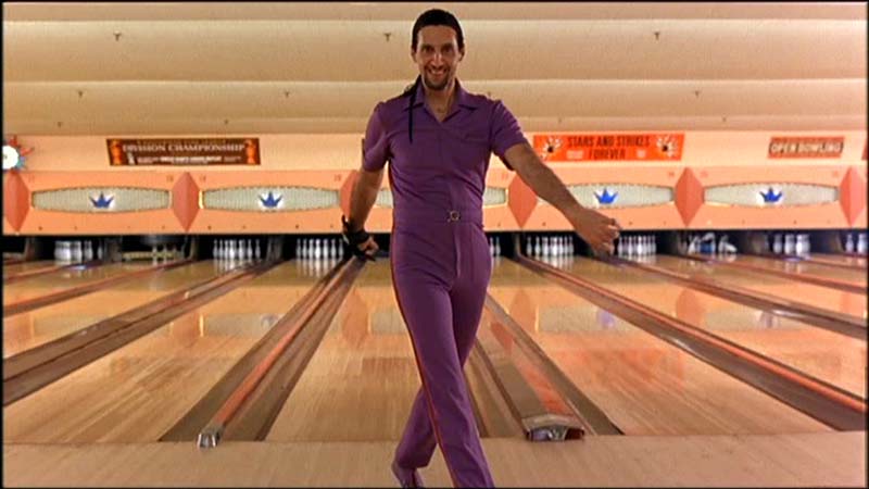 When we're introduced to the Dude's bowling arch-nemesis Jesus, a flamenco version of The Eagles song "Hotel California" plays and is portrayed as playing on the bowling alley's PA system. Later, we learn in the taxicab scene that the Dude hates the eagles.