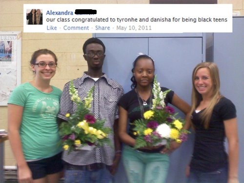 congratulated for being black - Alexandra our class congratulated to tyronhe and danisha for being black teens Comment .