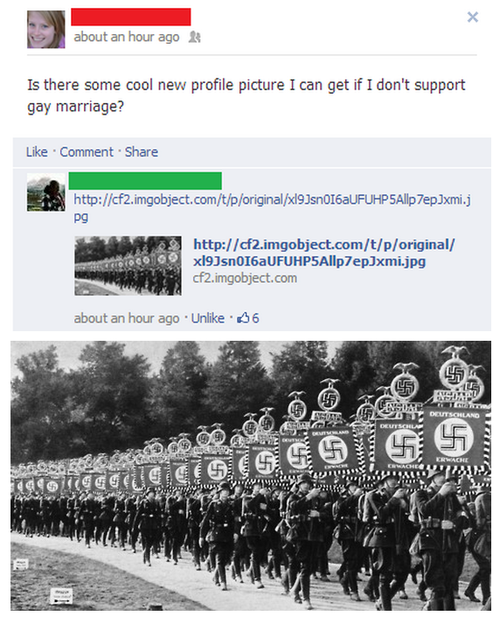 nazi nuremberg rally - about an hour ago Is there some cool new profile picture I can get if I don't support gay marriage? Comment 5Allp7ep.Jxmi.j pg xl9Jsn016aUFUHP5Allp7epJxmi.jpg cf2.imgobject.com about an hour ago Un 56 Asu Devitorland Yuu!