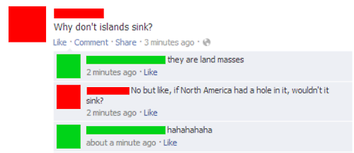 number - Why don't islands sink? Comment . 3 minutes ago they are land masses 2 minutes ago. No but , if North America had a hole in it, wouldn't it sink? 2 minutes ago hahahahaha about a minute ago