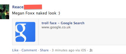 organization - Reace Megan Foxx naked look troll face Google Search . Comment . 3 minutes ago via iOS. A