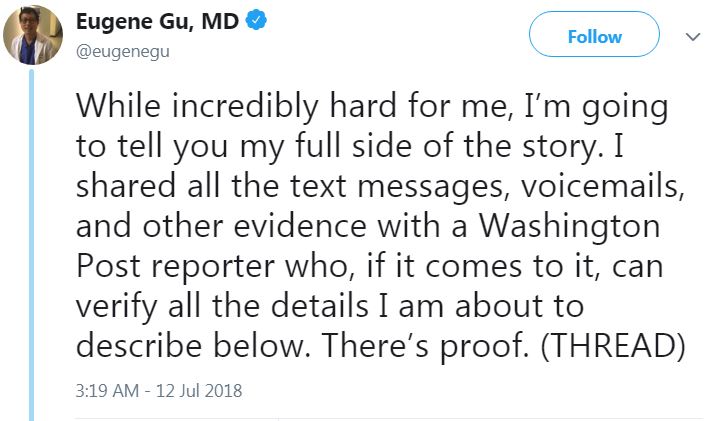 Dr Eugene Gu is a former resident physician who is politically active on social media.