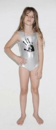 Nothing says fashion like a grown man's handprint over the breastplate of your daughter's flashy one piece.