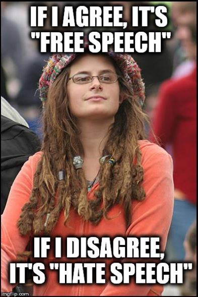 college liberal meme - If I Agree, It'S "Free Speech" If I Disagree, It'S "Hate Speech" imgflip.com