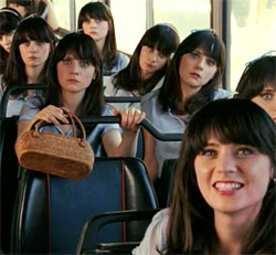 You know you wish you were in a bus full of Zooey Deschanel