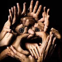 The creativity of hand portraying a human face!