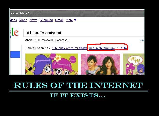 Hihi Puffy AmiYumi. Don't believe me? Search it for yourselves! :D <br><br>
And if you have been living under a rock for the past decade, here is what <a href=https://knowyourmeme.com/memes/rule-34>Rule 34</a> is all about.