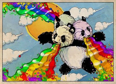 pandas pukin rainbows, wat can i say.