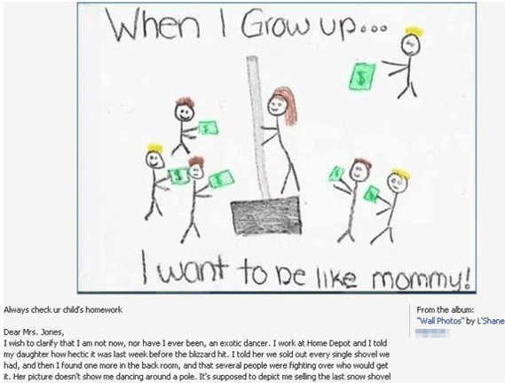 kids should obviously never draw mommy's occupation lmfao