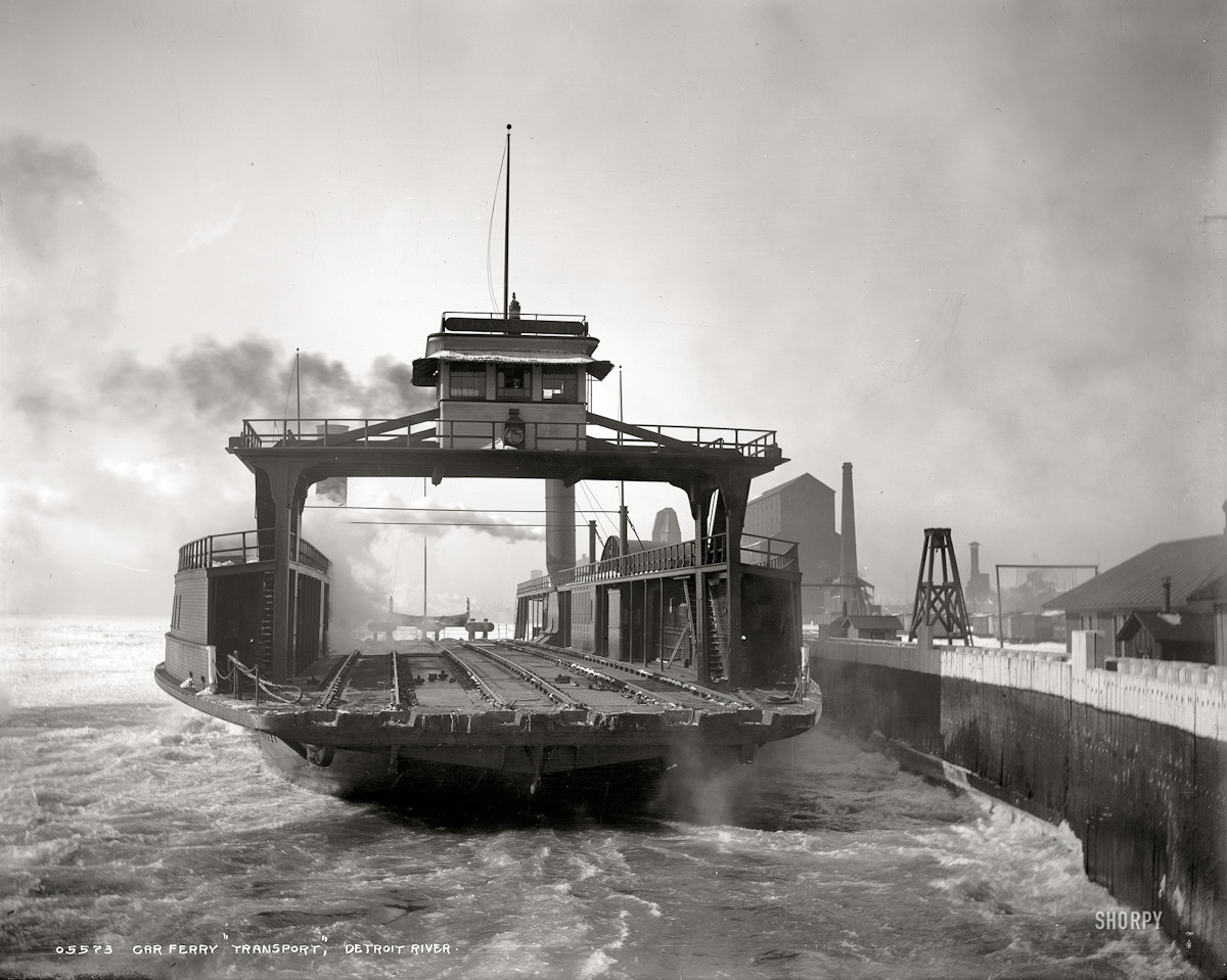 015  1900  "Car ferry 'Transport' entering slip, Detroit River "