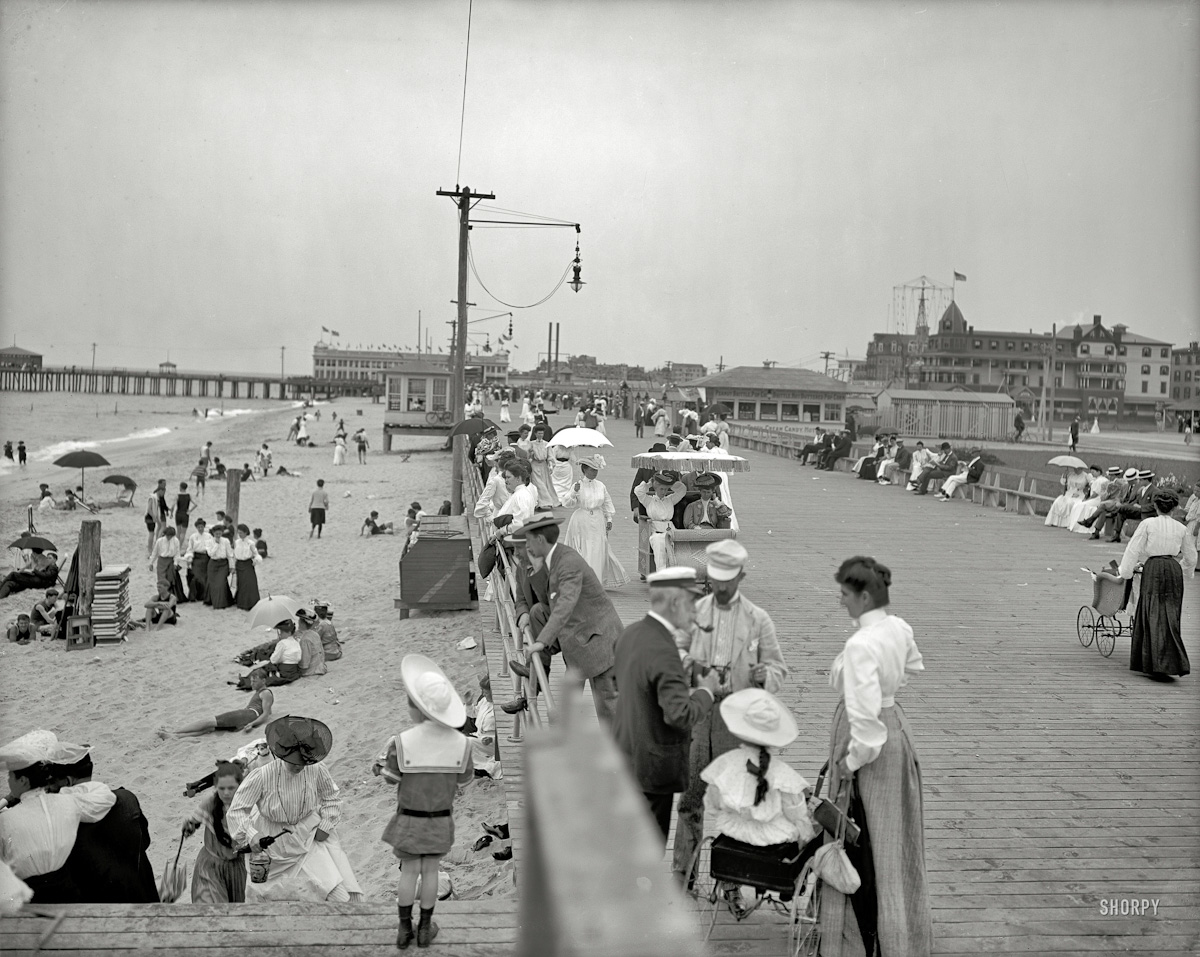040  1905  The New Jersey shore. "Boardwalk and beach, Asbury Park "