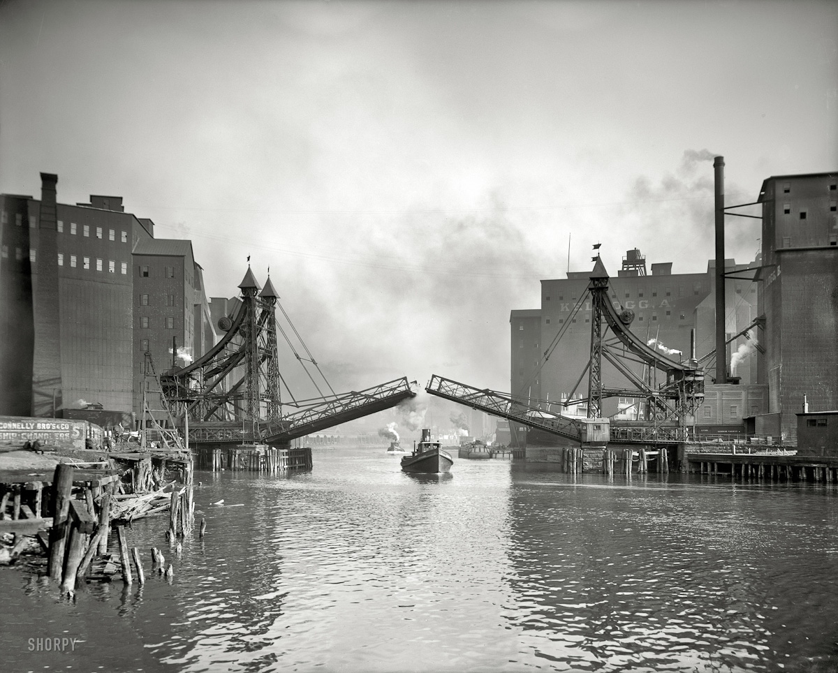 042  1905  Buffalo , New York . "Jack-Knife Bridge, City Ship Canal , foot of Michigan Street "