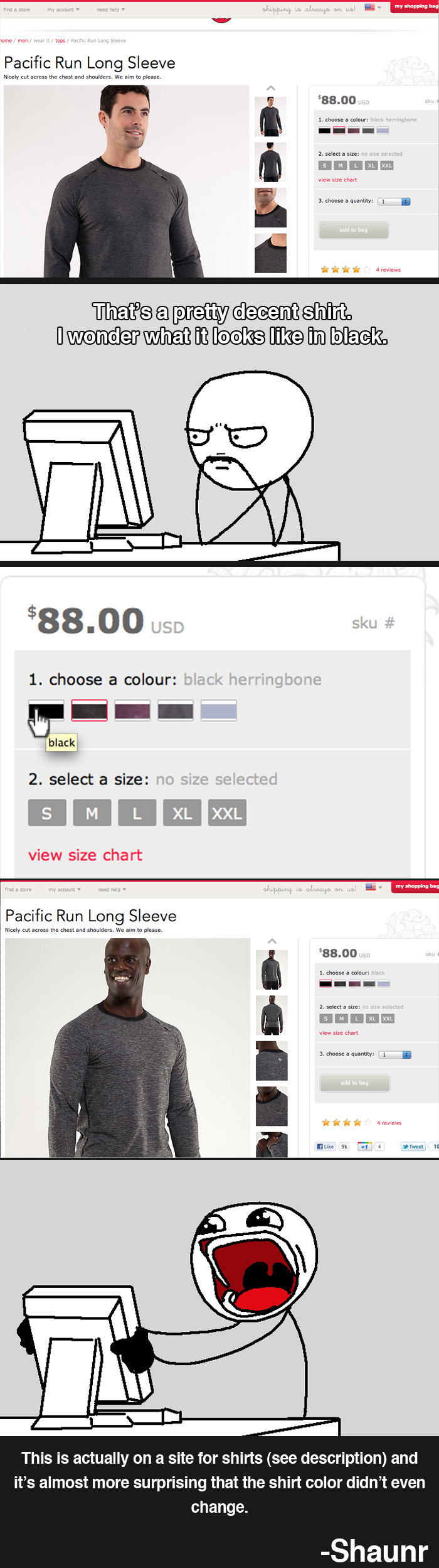 And the shirt is freakin expensive. http://tinyurl.com/cu2vzjg
or use the long link 
http://shop.lululemon.com/products/clothes-accessories/men-tops/Pacific-Run-Long-Sleeve-28632?cc9547skuId3431023catIdmen-tops