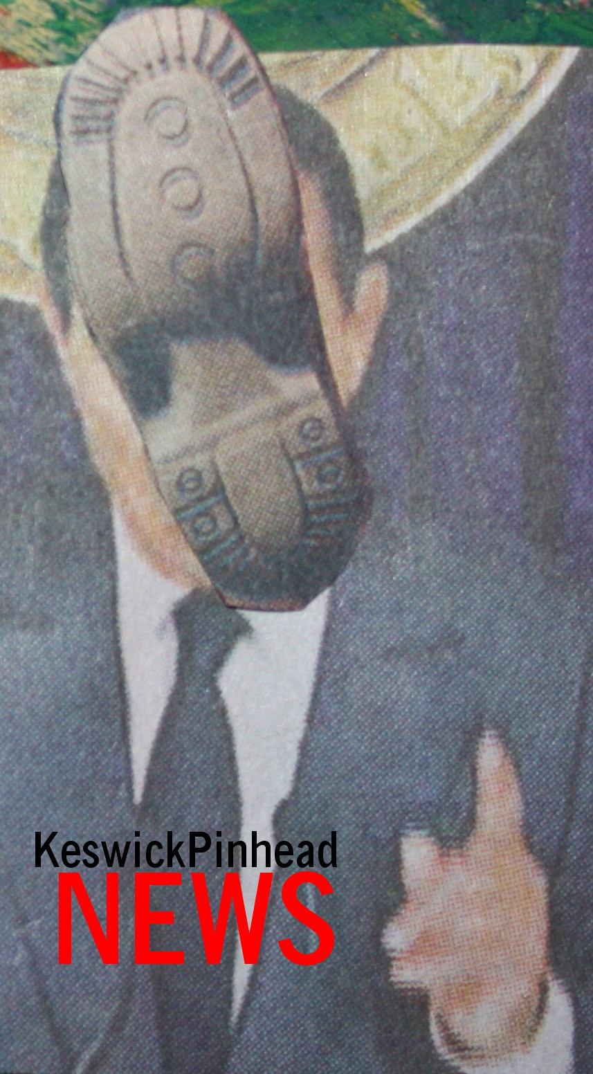 Portrait of Ex President of Egypt Hosni Mubarak , with the shoe of a protester over his face. http://keswickpinhead.deviantart.com/art/Ex-President-of-Egypt-w-Shoe-197049384