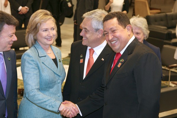 Hilary Clinton and Hugo Chavez shaking hands??!  Whoever thought this would ever happend??!!