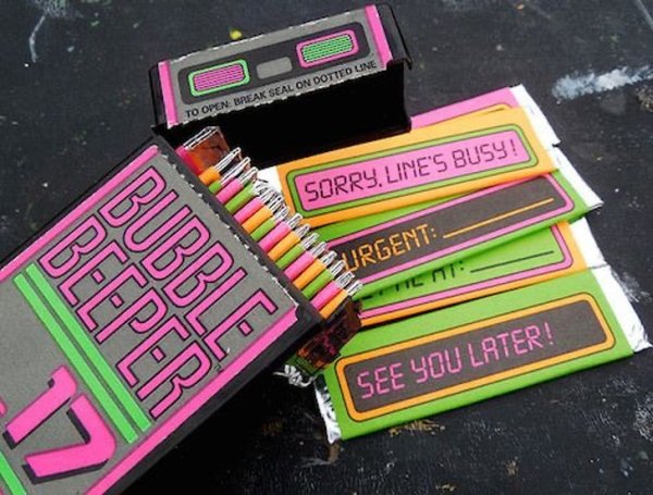 nostalgic pics - bubble beeper - To Open Break Seal On Dotted Line Beeper Bubble Sorry, Line'S Busy! Urgent Til Mi See You Later!