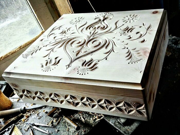 "A hand carved box I made for a girl I was dating."