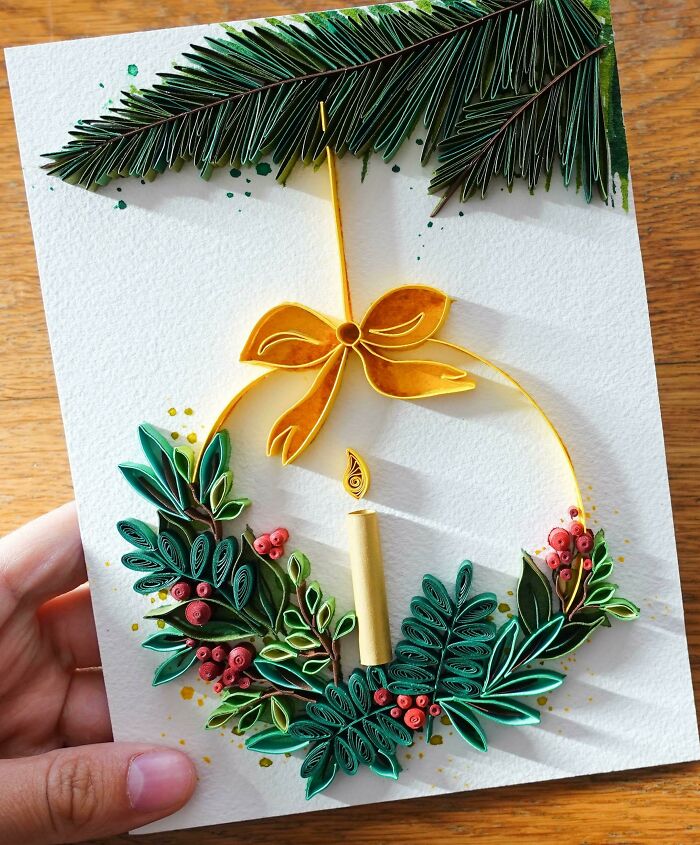 "One Of My Recent Paper Quilling Christmas Projects." via - <a href="https://www.etsy.com/shop/MiriamsQuilling" target="_blank">Miriams Quilling</a>