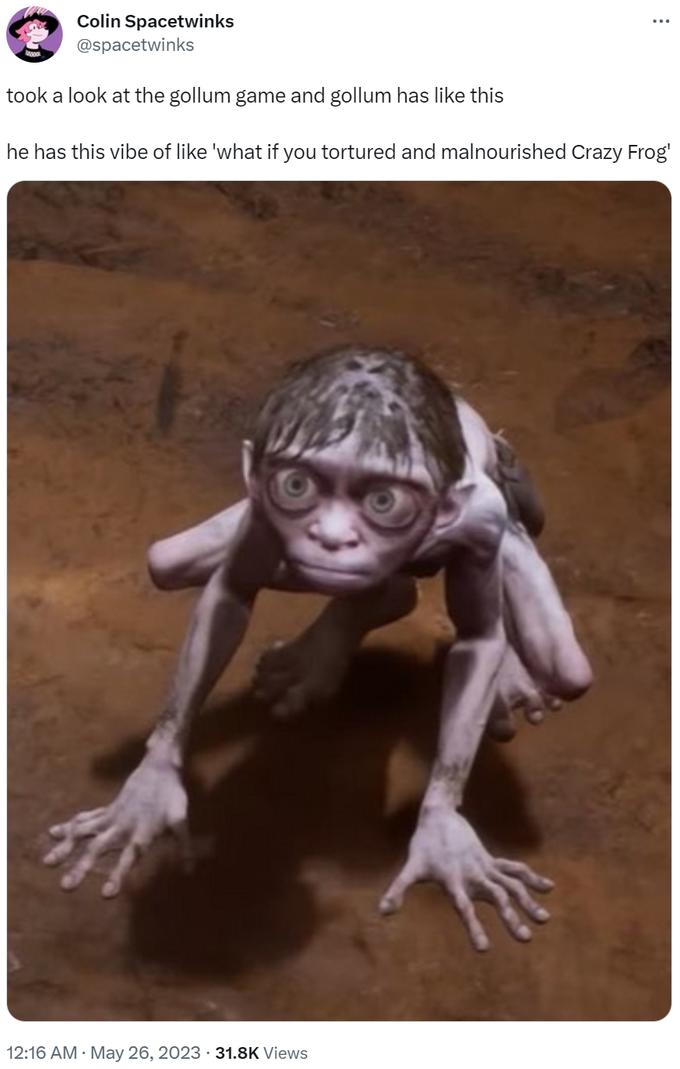 The Lord of the Rings: Gollum - Colin Spacetwinks took a look at the gollum game and gollum has this he has this vibe of 'what if you tortured and malnourished Crazy Frog' Views