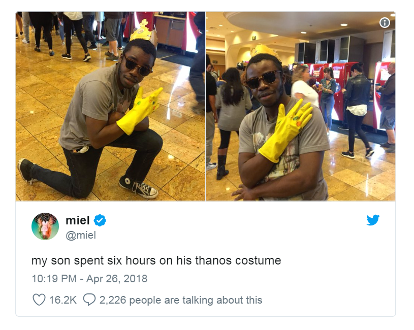community - miel my son spent six hours on his thanos costume 2.