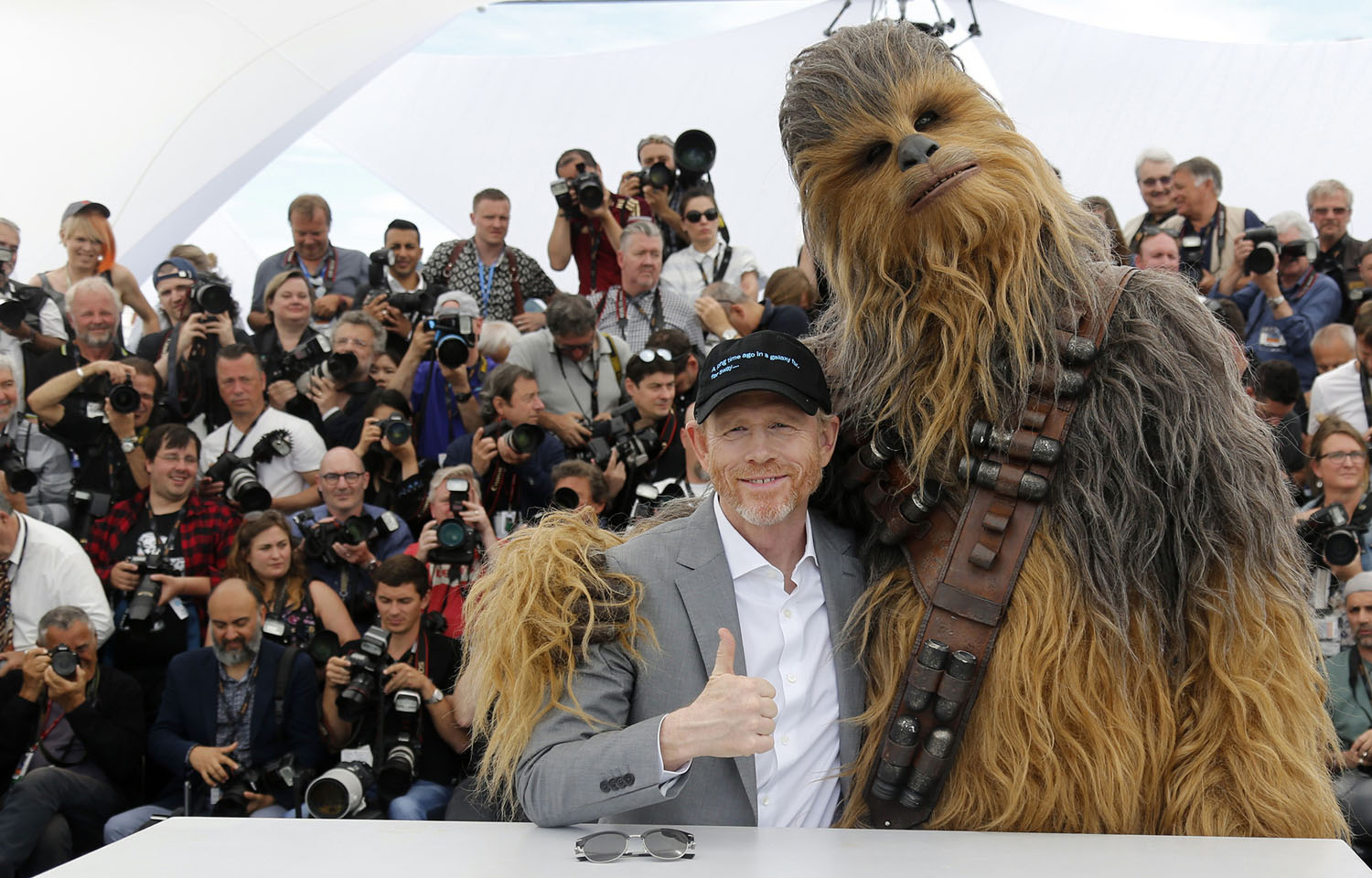 Director Ron Howard and Chewy of Solo: A Star Wars Story