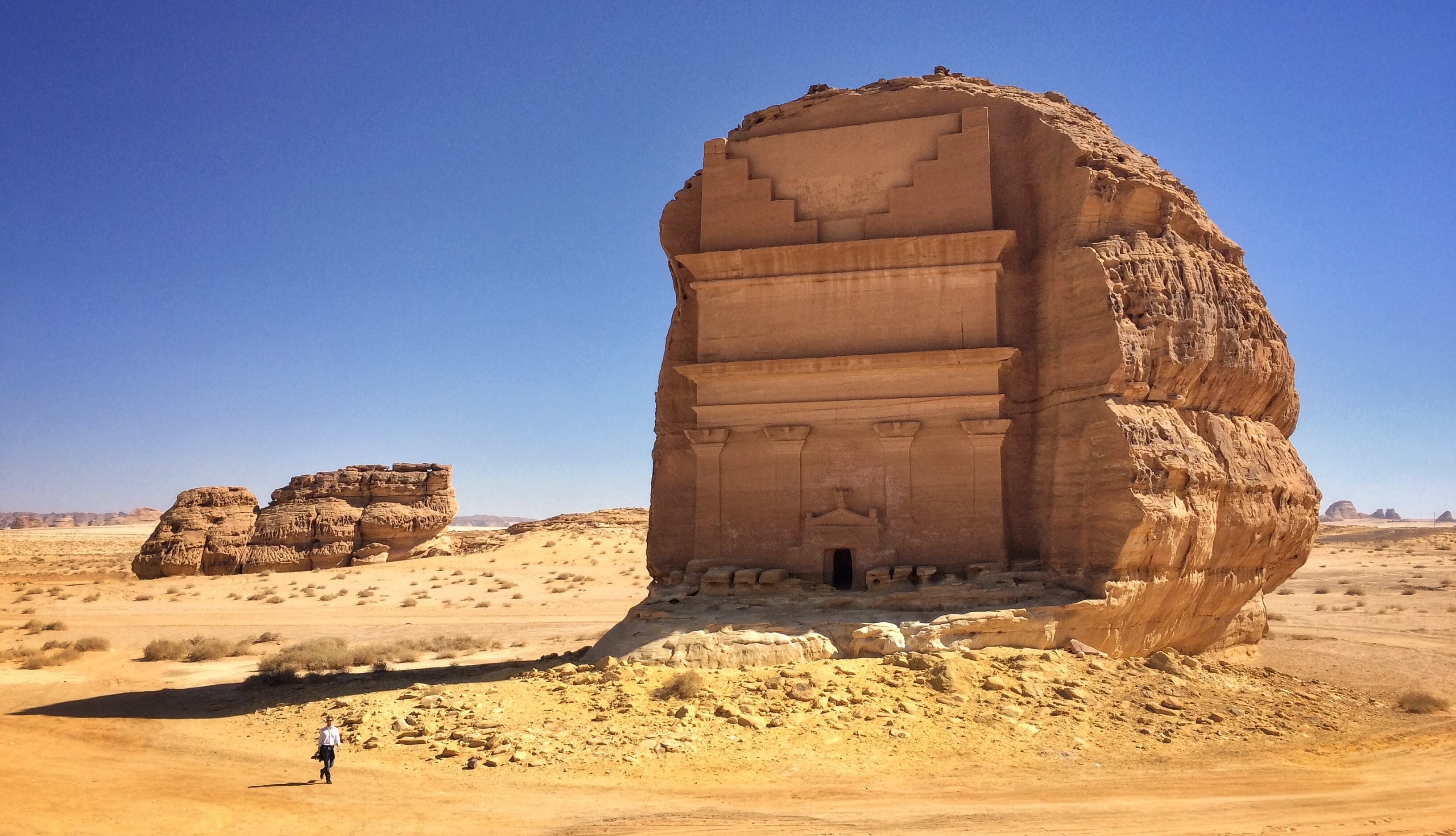Unfinished tomb Qasr al-Farid "Lonely Castle" in Mada'in Saleh, Saudia Arabia
