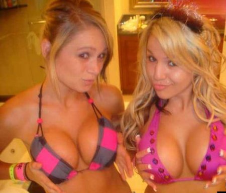 Two hot blond girls that are ready to party