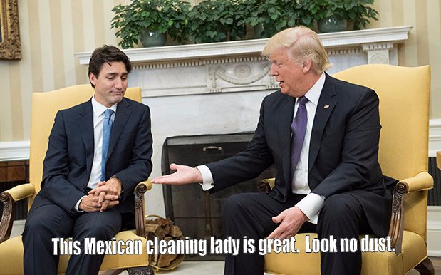 Trump shows Canadian PM how clan the White House is.