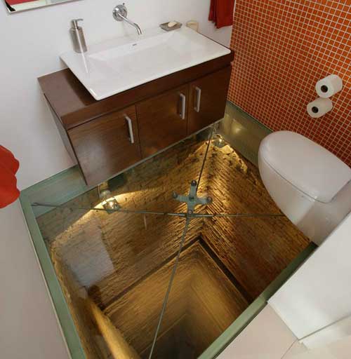 bathroom floor pit