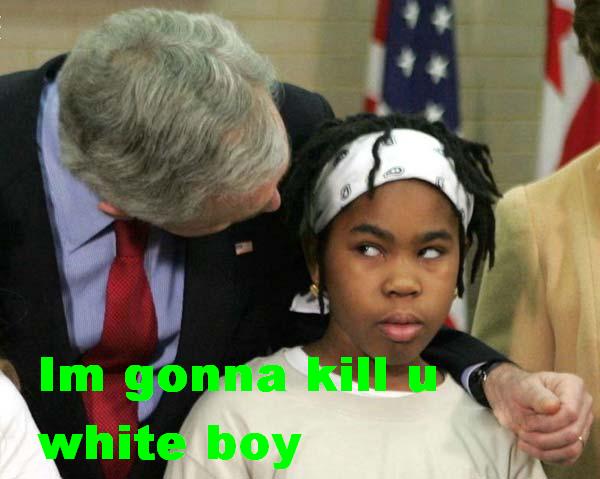 bush and black kid