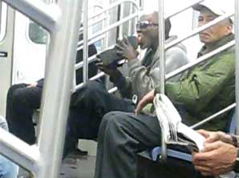 A subway passenger was caught licking his shoe. 



