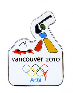 This is an actual pin PETA released for the 2010 Winter Games in Vancouver. Honoring Seal Clubbing.