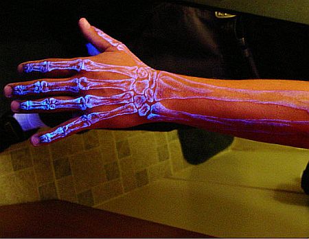 Black Light Tattoo;
Much as the name suggests, blacklight tattoos only show up under black light, meaning they look like a very faint scar most of the time. However, once you get into the club with the rest of your raver friends, the ink glows. It’s a cool effect, but I wonder if the glow degrades over time.