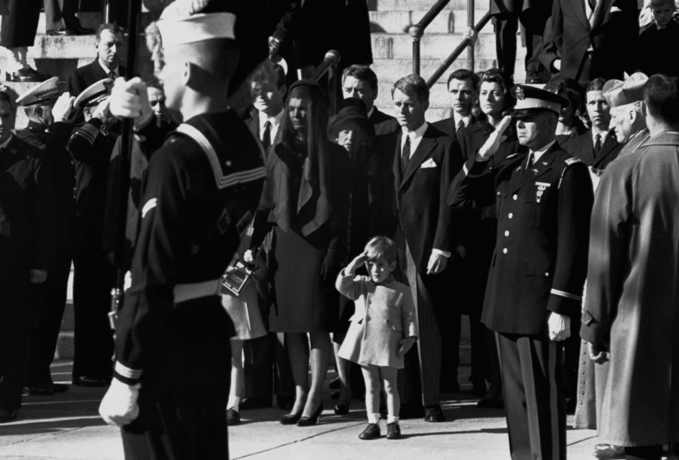 John F. Kennedy Jr. salutes his father’s coffin along with the honor guard.