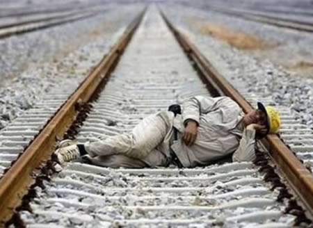 Sleeping on the wrong side of the tracks.
