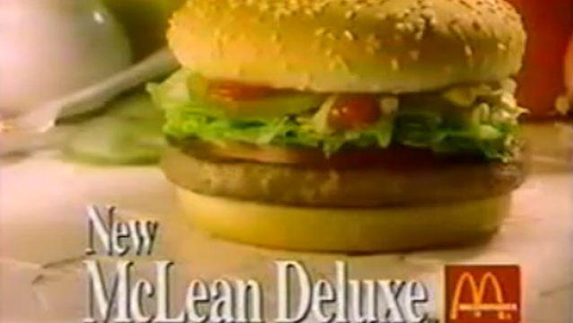 MCLEAN DELUXE
McDonald's developed new pizza items in the late 1980s but the items took longer to make than the staple items. Consumers would also rather go to McDonald's for burgers and fries.