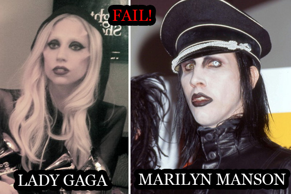 Lady Gaga vs Marilyn Manson! They look very similar! FAIL!