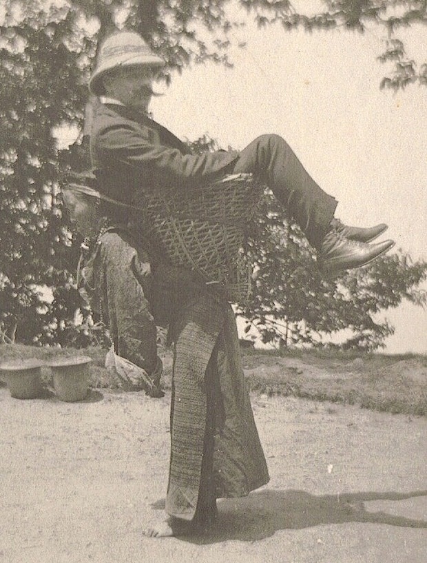 random pic sikkimese woman carrying a british man
