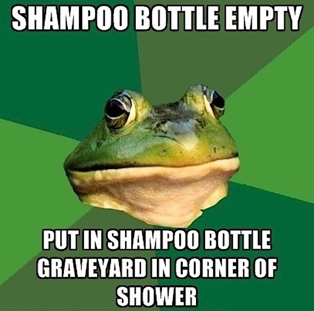 random pic foul bachelor frog - Shampoo Bottle Empty Put In Shampoo Bottle Graveyard In Corner Of Shower