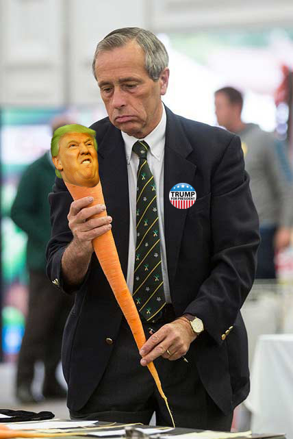 Disappointed voter sees that his candidate is nothing more than a carrot