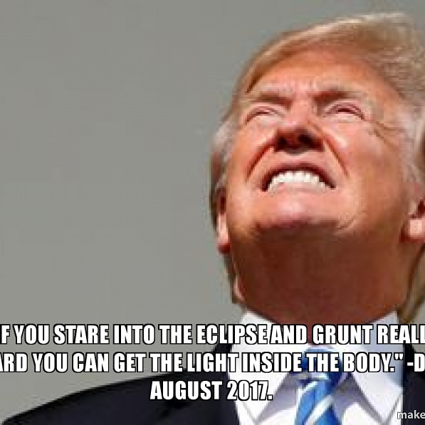 donald trump staring at the sun - Fyou Stare Into The Eclipse And Grunt Reall Ird You Can Get The Light Inside The Body" D . make