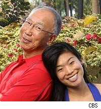 Funny asian father and daughter