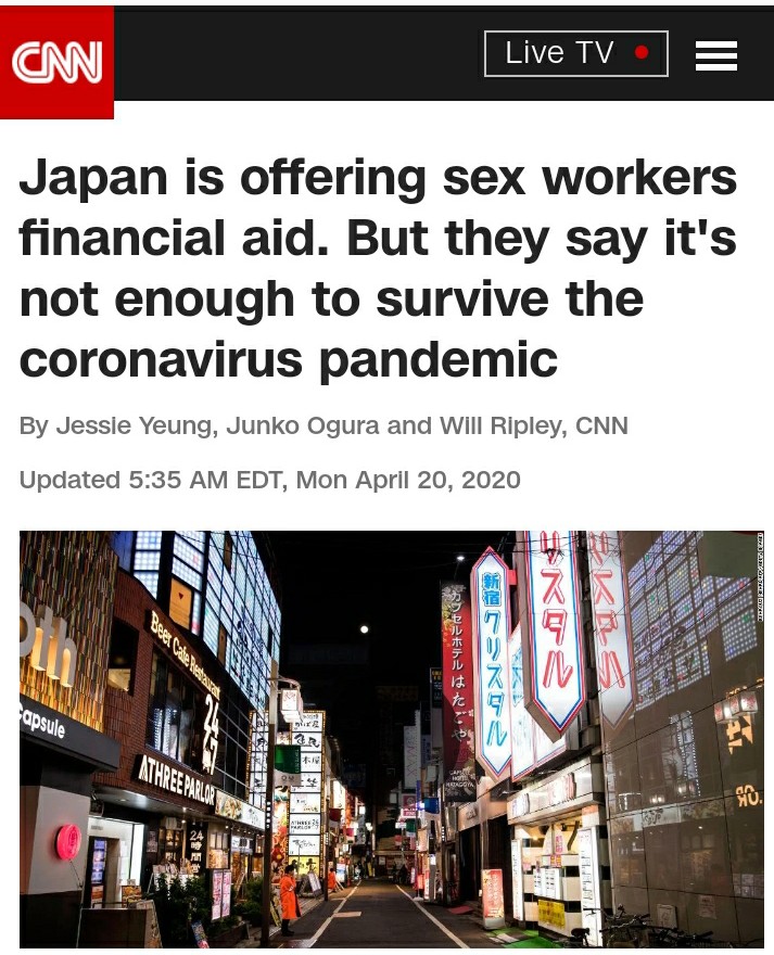 japan sex workers - Cnn Live Tv Japan is offering sex workers financial aid. But they say it's not enough to survive the coronavirus pandemic By Jessie Yeung, Junko Ogura and Will Ripley, Cnn Updated Edt, Mon apsule Matem