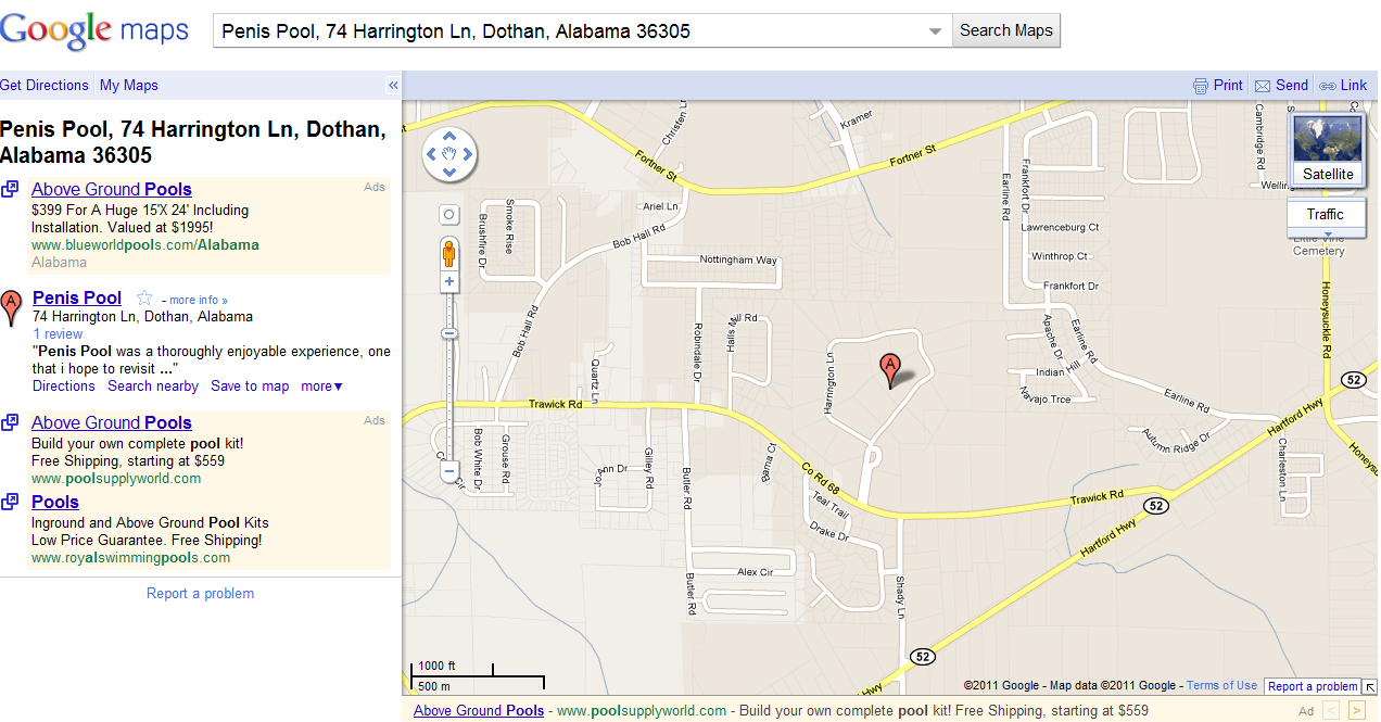 map - Google maps Penis Pool, 74 Harrington Ln, Dothan, Alabama 36305 Search Maps Get Directions My Maps Print Send Link Christen Cambridge Rd Satellite Penis Pool, 74 Harrington Ln, Dothan, Alabama 36305 Above Ground Pools Ads $399 For A Huge 15 X 24' In