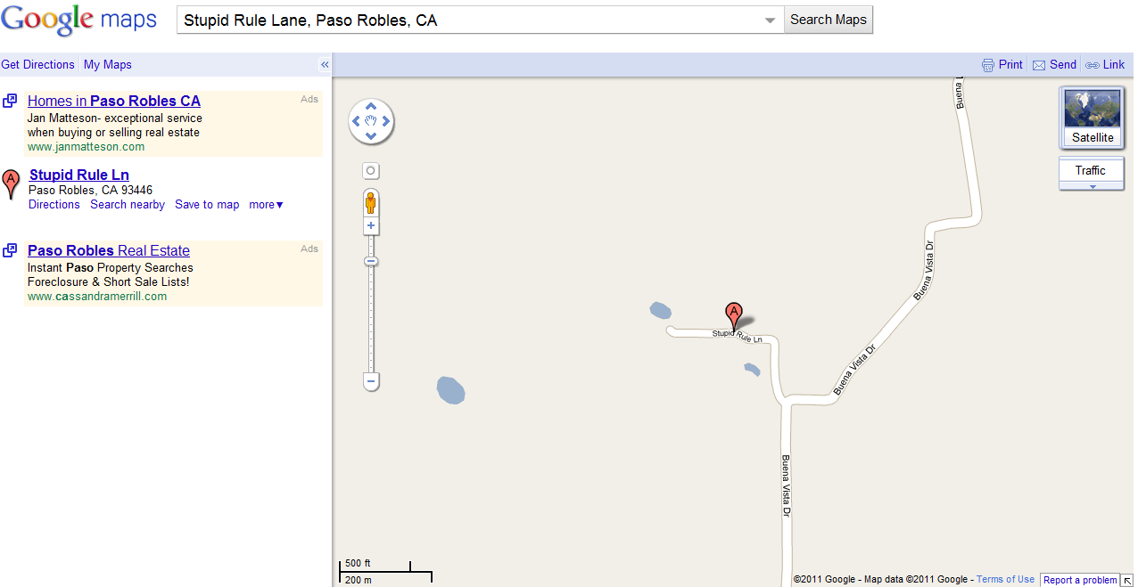 map - ps Stupid Rule Lane, Paso Robles, Ca Search Maps Get Directions My Maps 3 Print Send Link Ads Buena Homes in Paso Robles Ca Jan Mattesonexceptional service when buying or selling real estate Satellite Traffic Stupid Rule Ln Paso Robles, Ca 93446 Dir