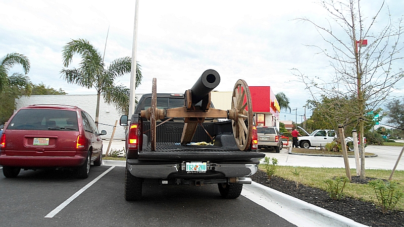 Found this cannon in the back of a truck at my local McDonald's! This guy's ready for the apocolypse