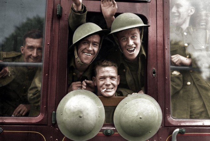 British Troops Board Their Train for the Front, 1939