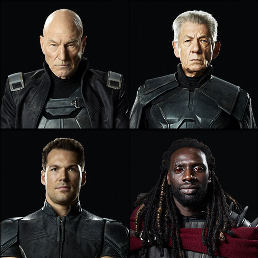 bottom left is Colossus and bottom right is Bishop. X-Men Days Of Future Past