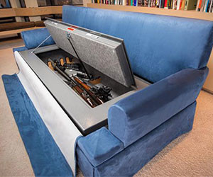 Bulletproof Couch Bunker 8,000.00 The bulletproof couch will give you some piece of mind as you relax knowing youre sitting on top of a mini arsenal. Its made with specialized bulletproof cushions and features a state of the art safe so youre always ready for whatever or whoever comes into your home.